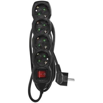 Emos Удлинитель PC1421R, 1,5м, 4x2P+PE, 3680W, PVC, с выключателем, черный, защита от детей (PC1421R)