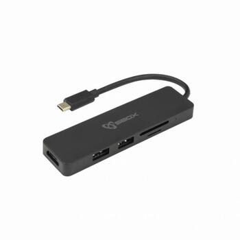 Sbox TCA-51 USB-C-HDMI/USB 3.0/SD+TF adapteris, 4K@30Hz, 1080p@60Hz, USB 2.0, USB 3.0, melns (TCA-51)