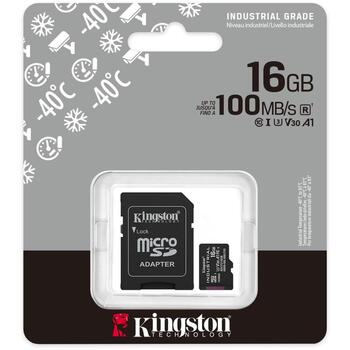 Kingston microSDHC карта SDCIT2/16GB, 16 ГБ, UHS-I, 100 МБ/с, 80 МБ/с, A1, V30, U3, SD адаптер (SDCIT2/16GB)