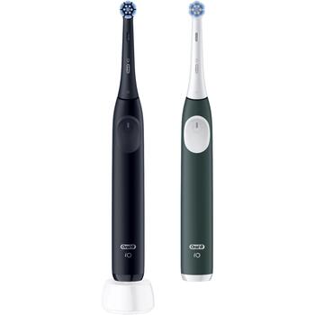 Oral-B elektriskā zobu birste iO2 Duo, 2 galviņas, 3 režīmi, uzlādējama, pieaugušajiem, melna/zaļa (iO2 Duo)