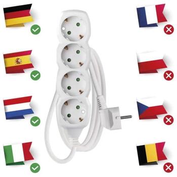 Emos Удлинитель P0421R, 1,5м, 4x2P+PE, белый, ПВХ, 3680Вт, защита от детей (P0421R)