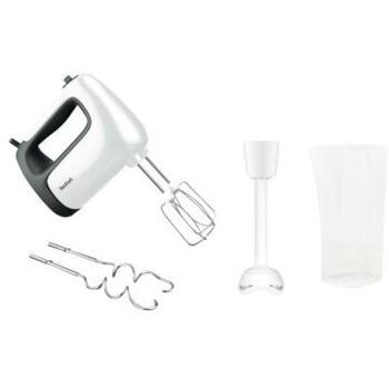 Tefal Ручной миксер HT461138 Prep'Mix+, 500 Вт, 5 скоростей, Турбо режим, Белый/Серый (HT461138)