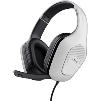Trust наушники GXT 415W Zirox 50 мм, 20 - 20000 Гц, 2 м кабель, белый, неодимовые магниты, регулируемая дужка (25147)