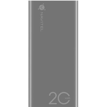 Navitel Lādētājs-akumulators PWR20 AL Silver, 20000mAh, 3.7V, 22,5W, USB-C 5V 2,6A, 9V 2A, 12V 1,5A, Mikro USB 5V 2A (PWR20 AL Silver)