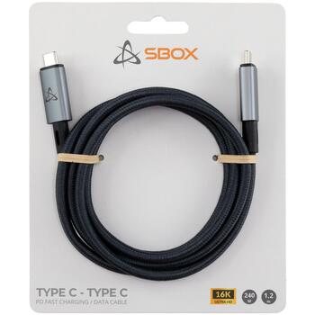 Sbox USB кабель TYPE-C 240W 80, 1,2м, 240W, 80000Mbit/s, поддержка PD, темно-серый (TYPE-C 240W 80)