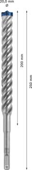 Triecienurbis SDS plus-7X 20x200x250mm, 1 gab., Perforatora urbjiem EXPERT SDS PLUS-7X TRIECIENURBIS PERFORATORIEM, 2608900142, BOSCH (2608900142)