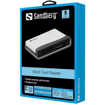 Sandberg кардридер 133-46, 22г, 480 Мбит/с, USB, CF, MMC, MS, MicroSD, SD, SDHC, SDXC, xD (133-46)