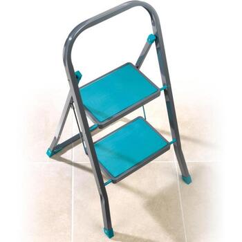 Beldray LA023957SPFEU7 2-ступенчатая лестница, 81см, 46.5см, 51см, 4.28кг, металл, нескользящие ступени, складная (LA023957SPFEU7)