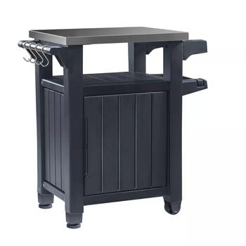 Keter Unity 105L стол для гриля 29202663939, 82x52x90см, 15кг, серый, поверхность из нержавеющей стали, колесики (29202663939)