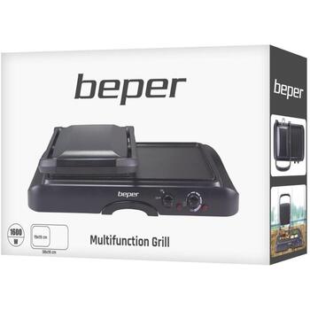 Beper Электрический гриль P101TOS501, 600 W, 51 см, 30 см, 13 см, бакелит, алюминий, с крышкой, с дренажом жира (P101TOS501)