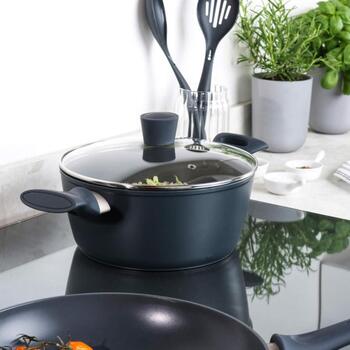 Salter Katls BW12270EU7, 24cm, 4L, alumīnijs, zils, ar vāku, trauku mazgājamā mašīnā mazgājams, saderīgs ar visām plītīm (BW12270EU7)