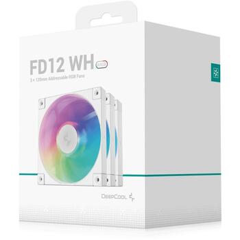 Deepcool Ventilators 120mm, R-FD12-WHAPN3-G, 63.6 cfm, 400-2050 rpm, 3 ventilatori, RGB apgaismojums, Hydro Bearing (R-FD12-WHAPN3-G)