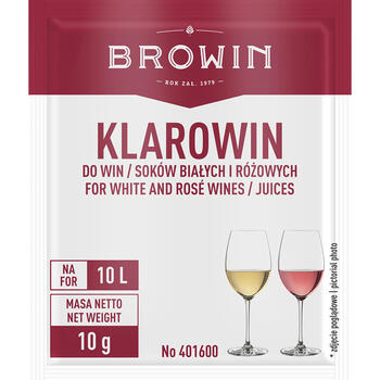 Browin агент для осветления вина 401600, 10 г, 10 л, бентонит, легкость в использовании, ясность через 7 дней (401600)