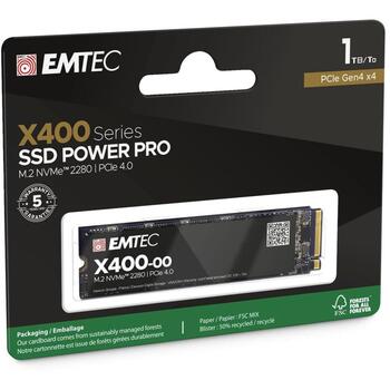 Emtec SSD M2 NVMe 2280 PCIe 4.0 ECSSD1TX400, 1TB, 5500MB/s, 3600MB/s, M.2 2280, ECC, TRIM, S.M.A.R.T (ECSSD1TX400)