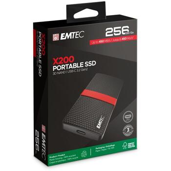 Emtec SSD 3.1 X200 256GB Power Plus, ECSSD256GX200, 256GB, USB-C 3.2 Gen 1 (5Gbps), до 450 MB/s (ECSSD256GX200)