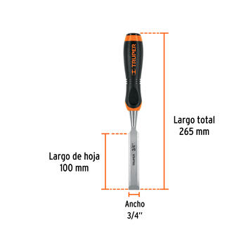 Kalts kokam 19,1mm, ērts rokturis, CrV 14627 FT-3/4 Truper (FT-3/4)