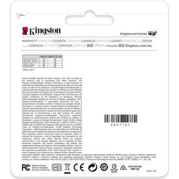 Kingston DataTraveler Kyson DTKN/128GB, 128 ГБ, USB Type-A, USB 3.2 Gen 1, 200 МБ/с, 60 МБ/с, без крышки, металлический корпус (DTKN/128GB)