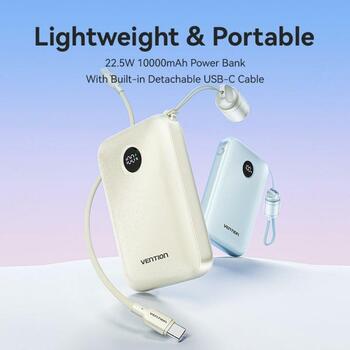 Vention Power Bank FKAP0-C, 10000 мАч, 22.5 Вт, 1 USB Type-A, 2 USB Type-C, розовый (FKAP0-C)