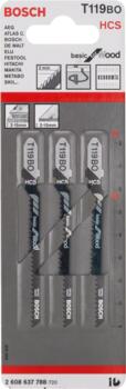 3 figūrzāģa asmeņi T 119 BO, Figūrzāģiem FIGŪRZĀĢA ASMENS T 119 BO BASIC FOR WOOD, 2608637788, BOSCH (2608637788)