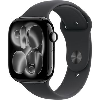 Apple Умные часы Series 11 MFC24ET/A, 46mm, 64GB, Аккумулятор, GPS, LTE, Черный спортивный ремешок, 24ч работы от аккумулятора (MFC24ET/A)
