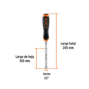 Kalts kokam 12,7mm, ērts rokturis, CrV 14621 FT-1/2 Truper (FT-1/2)