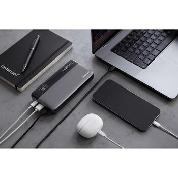 Intenso Power Bank HE25000 25000 мАч, 140 Вт, 1 x USB Type-A, 2 x USB Type-C, быстрая зарядка, дисплей (7350060)