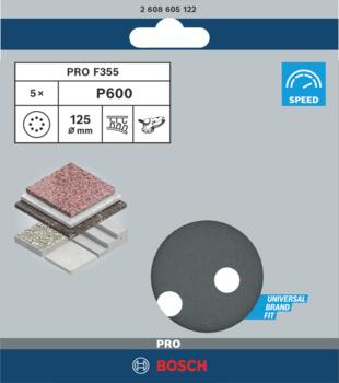 Ekscentra slīpmašīnām PRO F355 SLĪPDISKS, 2608605122 BOSCH (2608605122)