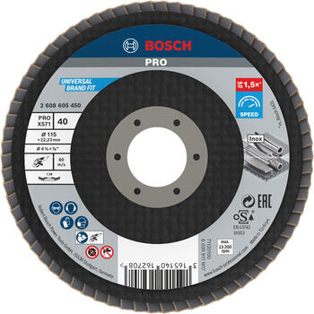 Slīppap.slīpšķ.metal top D 115 mm, K 40, 1 gab., Mazām leņķa slīpmašīnām PRO X571 VĒDEKĻVEIDA DISKS, 2608605450, BOSCH (2608605450)