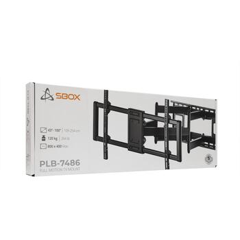 Sbox televizora kronšteins PLB-7486, 43-100 collas, 120kg, 200x200-800x400mm, melns, tērauds, noliecams, griežams (PLB-7486)