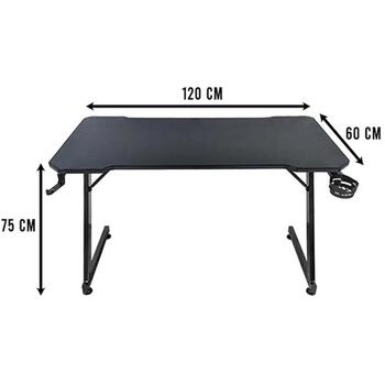 Subsonic Spēļu galds SA5706, 750mm, 1200x600mm, tērauds, PVC, augstuma regulēšana, austiņu un krūzes turētājs (SA5706)
