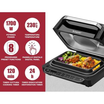 Beper Gaisa fritieris P101FRI080, 1700W, 230°C, 120min taimeris, automātiskā izslēgšanās, nelīpošais pārklājums (P101FRI080)