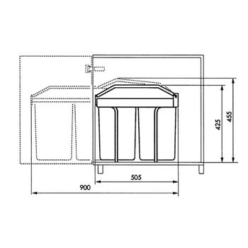 Hailo Multi-Box duo L 033659001, 2x14L, 50,5-90x44,8x26,2см, встраиваемый, выдвижной, белый (033659001)