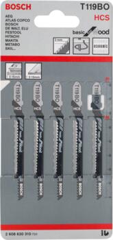 5 figūrzāģa asmeņi T 119 BO, Figūrzāģiem FIGŪRZĀĢA ASMENS T 119 BO BASIC FOR WOOD, 2608630310, BOSCH (2608630310)