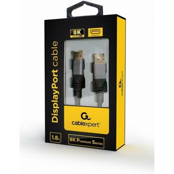 Gembird кабель DisplayPort CC-DP8K-6, 1.8 м, 7680 x 4320, 60 Гц, 7.5 мм, золотые разъемы, CE, RoHS (CC-DP8K-6)