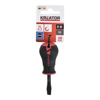 Kreator plakanais skrūvgriezis KRTH21202, 38mm, SL6.5, magnētisks uzgalis, pretizslīdēšanas rokturis, piekāršanas cilpa (KRTH21202)