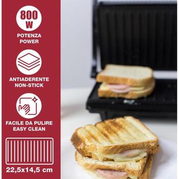 Beper Гриль P101TOS003, 800W, 225x145mm, нержавеющая сталь, черный, нескользящие ножки, легко чистить (P101TOS003)