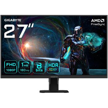 Gigabyte monitors GS27FA EK, 27 collas, SS IPS, FHD, 16:9, 180 Hz, 1 ms, 1920 x 1080, 300 cd/m², 2x HDMI, DisplayPort, melns (GS27FA EK)
