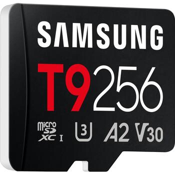 Samsung Карта памяти T9 microSD MB-MH256T/WW, 256 ГБ, UHS-I U3, V30, A2, SD адаптер, водо- и ударопрочная (MB-MH256T/WW)