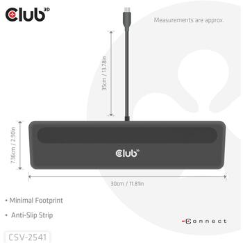 Club3D dokstacija CSV-2541 12-in-1, 2x HDMI, 1x DisplayPort, 3x USB Type-A, 1x USB Type-C, RJ45, karšu lasītājs, 3.5mm audio, 100W (CSV-2541)