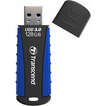 Transcend USB флеш-накопитель JetFlash 810 TS128GJF810, 128GB, USB 3.2 Gen 1, USB Type-A, черный, синий, резиновый корпус (TS128GJF810)