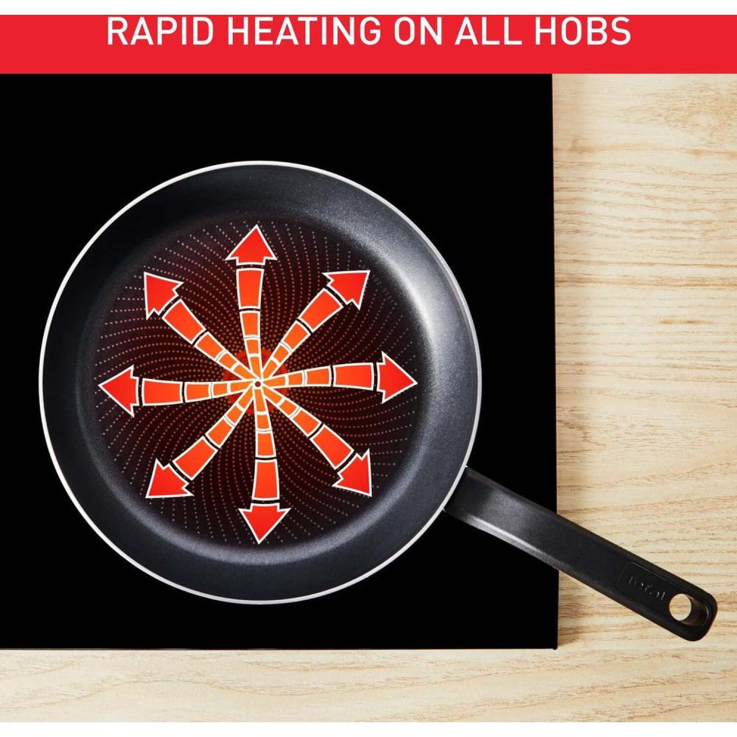 Tefal Сковорода H0563842, 25см, Алюминий, Подходит для индукционной плиты, Устойчивое антипригарное покрытие, Фиксированная ручка (H0563842)