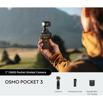 Dji камера Pocket 3 CP.OS.00000301 1-дюймовый CMOS, 3840x2160, 2-дюймовый дисплей, 2 x цифровое увеличение, 1300 мАч батарея, WLAN (CP.OS.00000301)