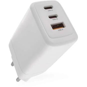 Emos Универсальное USB настенное зарядное устройство GaN V05G65, 65 W, 100–240 V, 3x USB, быстрая зарядка, защита от перегрузки (V05G65)