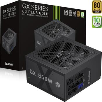 Gamemax barošanas bloks GX 850GF, 850 W, Zelta, Pilnībā modulārs, 120 mm ventilators, 80 PLUS Gold (GX 850GF)