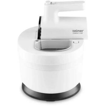 Zelmer Миксер ZHM2759 70307006P, 1000 Вт, 6 скоростей, 2 венчика, 2 крюка для теста, 3,5 л чаша, Турбо режим (70307006P)