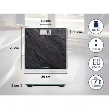 Soehnle Style Sense Compact 300 Slate 1063881, 180kg, 29x29x6.8cm, компактные, стеклянная поверхность (1063881)
