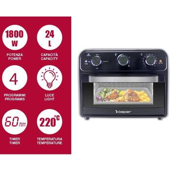 Beper Аэрогриль P101FRI024, 1800W, 1 корзина, 24л, 4 программы, механическая панель, детали (P101FRI024)