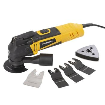 Powerplus POWXBOX011 oscilējošs multiinstruments griešanai slīpēšanai un skrāpēšanai 300W 20000-44000gāj./min 6 ātrumi 16 piederumi koferī (POWXBOX011)