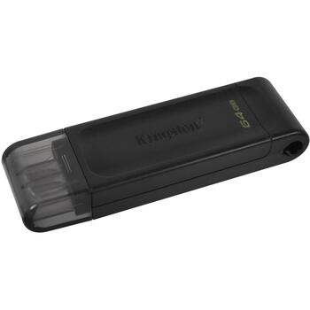 Kingston DataTraveler 70 DT70/64GB, 64 ГБ, USB-C, 3.2 Gen 1, черный, 1 шт. (DT70/64GB)