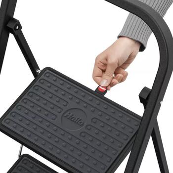 Hailo K44 StandardLine 034397310, salokāms pakāpienu soliņš, 3 pakāpieni, 150 kg, 269 cm, tērauds, melns (034397310)